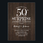 サプライズ50周年結婚記念日 ウッド 招待状<br><div class="desc">サプライズ50周年結婚記念日お祝いの招待状。
落ち着いたダークブラウンの木目調のエレガントなデザイン。 白いスクリプトフォントが特徴です。 さらにカスタマイズが必要な場合はメッセージください。</div>