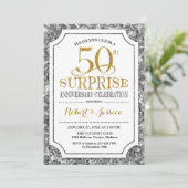 サプライズ50周年結婚記念日 - シルバー ゴールド 招待状 (スタンド正面)