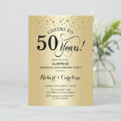 サプライズ50周年記念パーティー - ゴールド ブラック 招待状 (スタンド正面)