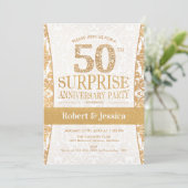 サプライズ50周年記念パーティー-金ゴールドホワイト 招待状 (スタンド正面)