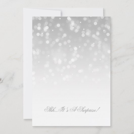 サプライズ50歳の誕生日シルバーボケアイスパークルライト 招待状 (裏面)