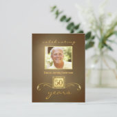 サプライズ50歳の誕生日パーティー招待状 - ゴールド 招待状 (スタンド正面)