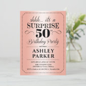 サプライズ50歳の誕生日パーティー - ローズゴールド 招待状 (スタンド正面)