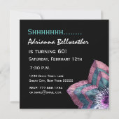 サプライズ50歳の誕生日パーティー 青とピンクの花 F631 招待状 (裏面)