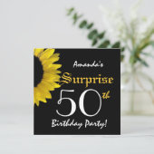 サプライズ50歳の誕生日パーティー 黄色のひまわり G301 招待状 (スタンド正面)