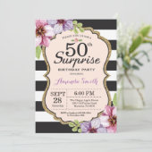 サプライズ50歳の誕生日招待状 女性 花 招待状 (スタンド正面)