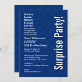 サプライズ50歳の誕生日 現代のロイヤルブルー バージョン005 招待状 (正面/裏面)