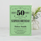 サプライズ50歳の誕生日 黒と緑 招待状 (スタンド正面)