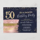 サプライズ50歳誕生日パーティーのグリッターケーキ ポストカード (正面)