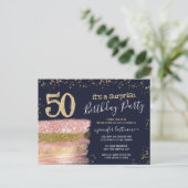 サプライズ50歳誕生日パーティー グリッターケーキ ポストカード (スタンド正面)