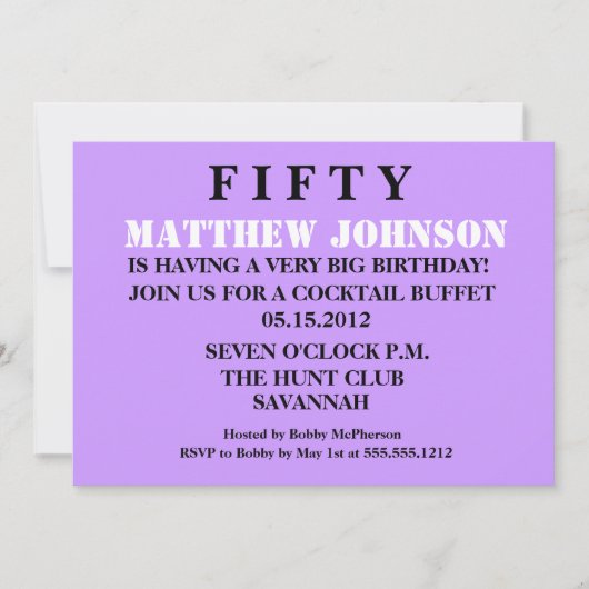 サプライズ50番誕生日招待状 招待状 (正面)