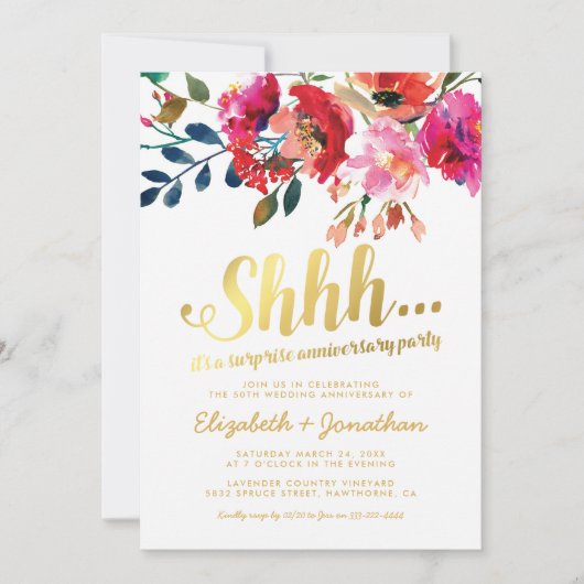 サプライズ50結婚周年記念エレガントフローラ 招待状 (正面)