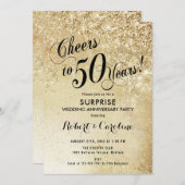 サプライズ50結婚周年記念 – 金ゴールド 招待状 (正面/裏面)