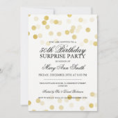 サプライズ50誕生日ゴールドフォイルグリッターライト 招待状 (正面)