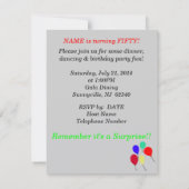 サプライズ50誕生日バルーン招待状 招待状 (裏面)