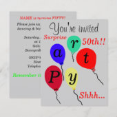 サプライズ50誕生日バルーン招待状 招待状 (正面/裏面)