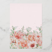 サプライズ50誕生日ピンクフローラバラ金ゴールド 箔招待状 (裏面)