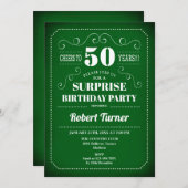 サプライズ50誕生日招待状 – グリーンホワイト 招待状 (正面/裏面)