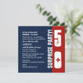 サプライズ50誕生日赤白青星 招待状 (スタンド正面)