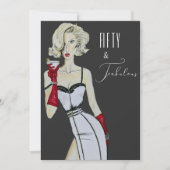 サプライズ50誕生日50と素晴らしいピンアップ 招待状 (正面)