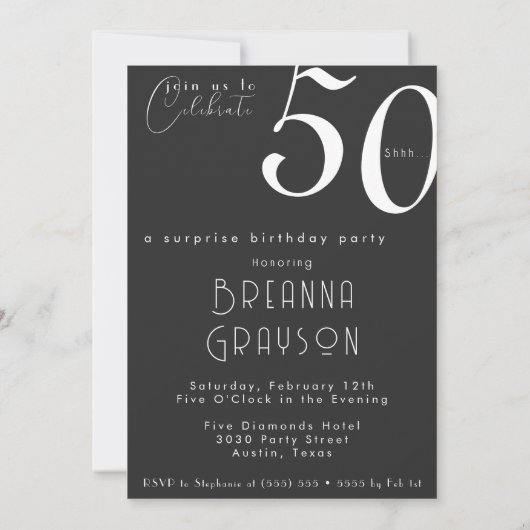 サプライズ50誕生日50と素晴らしいピンアップ 招待状 (裏面)