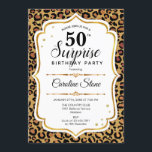 サプライズ50誕生日 – ヒョウ金ゴールドホワイト 招待状<br><div class="desc">サプライズ50th誕生日招待状。フェミニンデザインとフェイクグリッター金ゴールド。動物ヒョウのチータープリント、スクリプトフォントと紙吹雪を特徴とする。エレガントな誕生日パーティーに最適。任意のパーソナライズされた年齢を示すことができる。メッセージもしの詳細なカスタマイズが必要。</div>