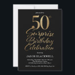 サプライズ50誕生祝いブラック&金ゴールド 招待状<br><div class="desc">50thサプライズ誕生日パーティーへの招待(ブラック&金ゴールド)</div>