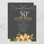 サプライズ50thイエローフローラ誕生日パーティー 招待状 (正面/裏面)