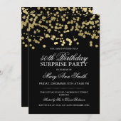 サプライズ50thバースデーパーティーゴールドフォイル紙吹雪 招待状 (正面/裏面)