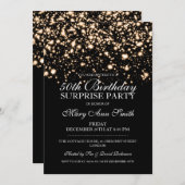 サプライズ50thバースデーパーティー金ゴールドミッドナイトグラム 招待状 (正面/裏面)