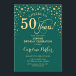 サプライズ50thバースデーパーティー – エメラルドグリーン金ゴールド 招待状<br><div class="desc">50歳の誕生日パーティーの招待状。エメラルドエレガントグリーンとグリッター金ゴールドのフェイクデザイン。スクリプトフォントとダイヤモンド紙吹雪の機能。応援50年！メッセージもしの詳細なカスタマイズが必要。</div>