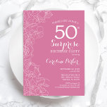 サプライズ50thバースデーパーティー – ピンクフローラ 招待状<br><div class="desc">ピンクフローラサプライズ50thバースデーパーティーの招待状。ボタニカルモダンアクセントとタイポグラフィスクリプトフォントを搭載したミニマルデザイン。女シンプルの驚きの日のお祝いに最適なフェミニン招待状カースタイリッシュド。任意のカスタマイズ年齢にすることができる。</div>