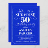 サプライズ50thバースデーパーティー – 王室のブルーホワイト 招待状 (正面/裏面)