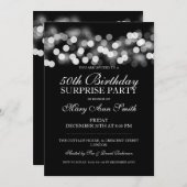 サプライズ50th誕生日シルバーハリウッドグラム 招待状 (正面/裏面)