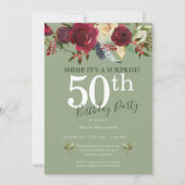 サプライズ50th誕生日パーティレッドローズフローラ 招待状 (正面)