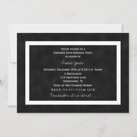 サプライズ50th誕生日パーティー招待Chalkboard 招待状 (裏面)