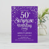 サプライズ50th誕生日パーティー – シルバー&パープル 招待状 (スタンド正面)