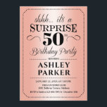 サプライズ50th誕生日パーティー – バラ金ゴールド 招待状<br><div class="desc">50歳の誕生日パーティーの招待状。シンプルの古典的なデザインバラ金ゴールドと黒。バラフェイク金ゴールド箔パターンとスクリプエレガントトフォントを搭載。男性または女性のための驚きの日のお祝い。どんなカスタマイズ年にも入る事ができる！</div>
