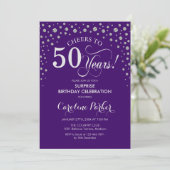 サプライズ50th誕生日パーティー – パープルシルバー 招待状 (スタンド正面)