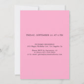 サプライズ50th誕生日ピンクの黒い写真 招待状 (裏面)