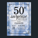 サプライズ50th誕生日招待状ブルーグリッター 招待状<br><div class="desc">青い誕生日の背景を持つ青いストリングライトを持つ50番目の招待状を驚かせます。青い誕生日。大人の誕生日。男性か女性のBday招待状。13.15.16.18.21.30.40.50.60.70.80.90.100.何歳でもさらにカスタマイズするには、「クリックカスタマイズit」ボタンをクリックし、デザインツールを使用してこのテンプレートを変更してください。</div>