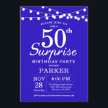 サプライズ50th誕生日招待状ブルー 招待状<br><div class="desc">50番目の誕生日招待状、ストリングライト付き。青王室のの背景13日16日18日21日21日30日30日40日60日70日80日90日100日、年齢に関係なく。さらにカスタマイズするには、「クリック カスタマイズ   」ボタンをクリックし、デザインツールを使用してこのテンプレートを変更してください。</div>