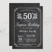 サプライズ50th誕生日招待状Chalkboard 招待状 (正面/裏面)