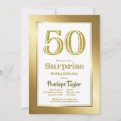 サプライズ50th金ゴールド誕生日パーティー 招待状 (正面)