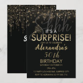 サプライズ50th Birthday Party for Women, Black 招待状 (正面/裏面)