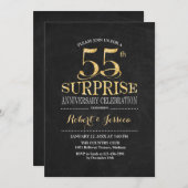サプライズ55周年結婚記念日チョークボードゴールド 招待状 (正面/裏面)