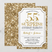 サプライズ55周年結婚記念日 - ホワイトゴールド 招待状 (正面/裏面)