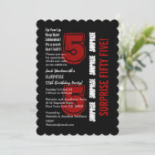 サプライズ55番目の誕生日レッモダンド白黒W20B 招待状 (スタンド正面)