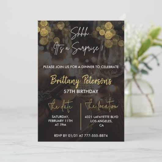 サプライズ57th誕生日招待状グラムグリッター 招待状 (スタンド正面)