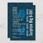 サプライズ60モダン誕生日ブルースターズ&ホワイト 招待状 (正面/裏面)